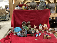 CERAMIC INDIGINOUS CHILDREN, SOLAR FIGURES, DOC + SLEEPY DWARVES