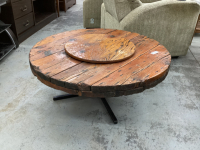 RUSTIC PATIO TABLE W/ LAZY SUSAN IN MIDDLE