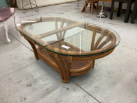 RATTAN & GLASS COFFEE TABLE