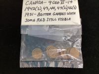 CANADA - (9) PENNIES - 1942/43/44/45/46/51