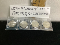 (4) USA LIBERTY 5 CENT COINS - 1904, 1907, 1911, 1912