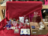 BOX FULL- VASES, KNICK KNACKS, CANDLE HOLDERS,CLOCK, ONE BOOK END,