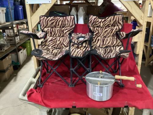 BASS PRO SHOP POPCORN MAKER + A KIDS FOLDING DOUBLE CHAIR