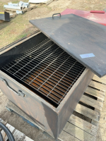 Steel chest with iron grate and lid