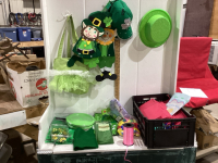 2 BOXES PARTY SUPPLIES, ST PATRICKS DAY ITEMS, VALENTINES DAY, BALLOONS, CURLING RIBBON, METALLIC BALLOONS,