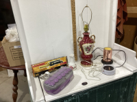 WAX BURNER, VASE, LAMP(BROKEN), ELECTRIC HOT CURLERS, CURLING IRON