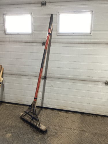 SHOP BROOM + TROY BILT LEAF RAKE