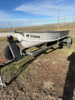 12 foot foot aluminum rowboat on trailer