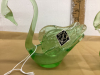 (2) SMALL ALTA GLASS GREEN SWANS - 2