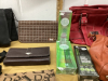 BOX W/ PURSES, WALLETS, LOTIONS - 3