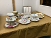 FLAT W/ TEA CUPS & SAUCERS & MINI SILVERPLATE SPOONS - 3