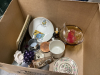BOX W/ COLLECTIBLE ITEMS - SERVING DISHES, MISC PLATES, OLD FOUNTIAN PEN - 6