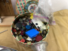 BOX W PORKERT MEAT GRINDER, TIN OF BUTTONS, "KNIGHT" BAR SET - 3