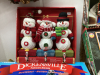 CHRISTMAS DECOR IN GOOD LIDDED TOTE - SNOWMEN STOCKING HOLDERS, PINECONES WREATH - 3