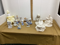 (2) FLATS W/NICKNACK FIGURINES & CERAMIC RELIGIOUS ORNAMENTS