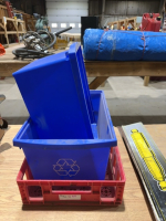 Two plastic tubs and plastic tray