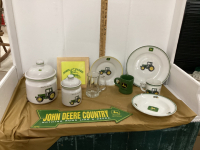 JD COLLECTIBLES - DISH SET, CANISTERS, METAL SIGN, HOT PLATE, MUGS