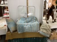 DOUBLE COMFORTER/ BED SKIRT/THROW PILLOW/ (2) SHAMS