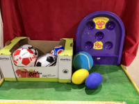 SOCCER , FOAM FOOTBALL, BOUNCY BALL AND ROLL-A-BALL GAME