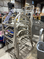 Four chair frames and umbrella base