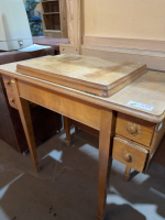 Hardwood sewing machine cabinet