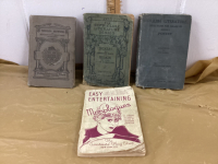 (4) ANTIQUE BOOKS - (2) HARDCOVER, (2) SOFT COVER