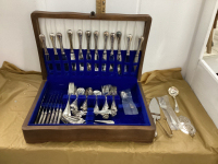 BIRKS LARGE CUTLERY SET IN WOOD BOX - (95) PIECES