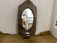 SMALL VINTAGE MIRROR W/ 1/2 MOON SHELF