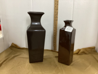 (2) VASES - BROWN POTTERY