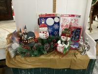 BOX W/ CHRISTMAS DECOR