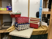 BOOT TRAY, (2) UMBRELLAS, (6) CUTE BASKETS