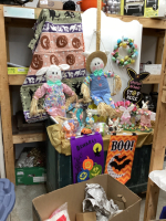 LARGE BOX OF EASTER & HALLOWEEN DECOR
