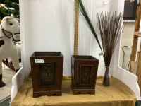 (2) WOOD PLANTER/DECOR BOXES & JAR W/ REEDS
