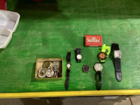 POCKET WATCH PARTS + WRIST WATCHES + OLD MILWAUKEE CARDS