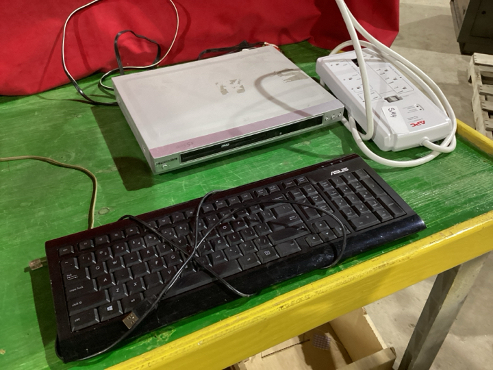 BROTHER FAX/PRINTER, KARBON DVD PLAYER, KEYBOARD, POWER BAR