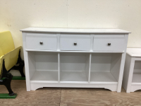 WHITE STORAGE CABINET W/ (3) DRAWERS & (3) CUBBIES