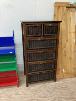 WICKER & WOOD STORAGE UNIT