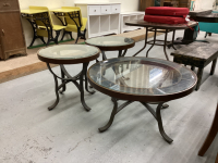 GLASS & METAL ROUND COFFEE TABLE SET