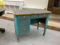 PLYWOOD BUILT DESK ON CASTORS