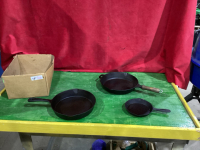 3 CAST IRON FRYPANS - NO NAME BRAND