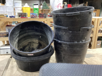 SHELF #4 - 4 EMPTY MINERAL TUBS + 2 RUBBER FEED TUBS