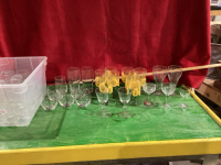 2 BOXES- GLASSES, WINE GLASSES - SUNFLOWER GLASSES