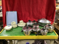 2 CONTAINERS - POTS +PANS, SMALL DISH SET