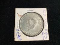 MEXICO 1955 SILVER COIN - 5 PESOS