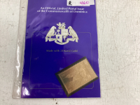 LTD POSTAL ISSUE OF THE COMMONWEALTH OF DOMINICA - MADE W/ 23-KARAT GOLD