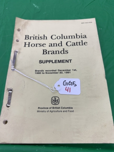 British Columbia horse and cattle brand supplement