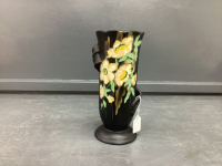 VINTAGE "FLAXTON" VASE W/ HANDPAINTED FLORAL DESIGN...MADE IN ENGLAND