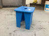 BLUE PAINTED WOOD STOOL - 2