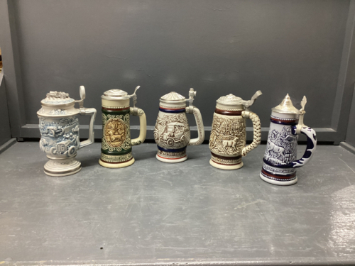 COLLECITION OF (5) AVON BEER STEINS