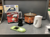 BOX W/ B&D IRON, SLOW COOKER, MAGIC BULLET, HOT AIR POPCORN POPPER